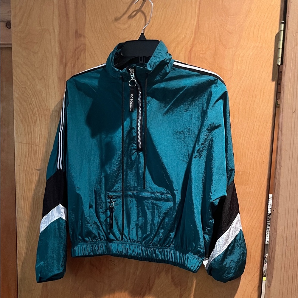 Teal Windbreaker Jacket with Stripes